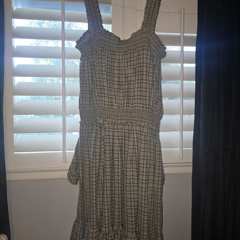 Quinn Checkered Midi Dress in Black and White